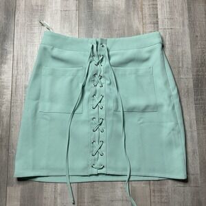INA Mint green Lace Up mini skirt Size Small Polyester Spandex Blend